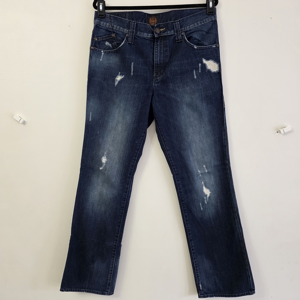 Rock & Republic Men's Straight Jeans — Dark Blue Distressed